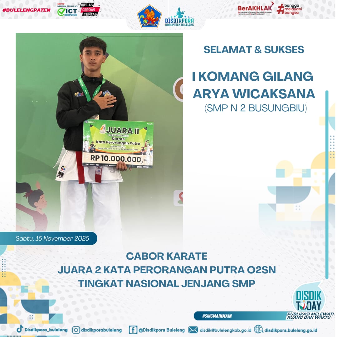 Juara 2 Kata Perorangan Putra O2SN Tingkat Nasional Jenjang SMP