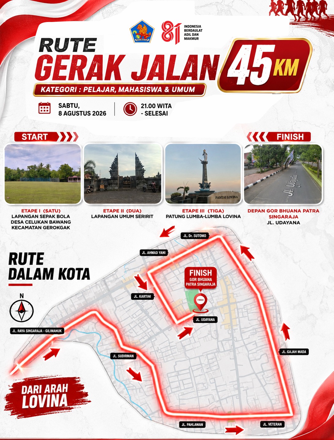 Rute Gerak Jalan  45 Th 2026