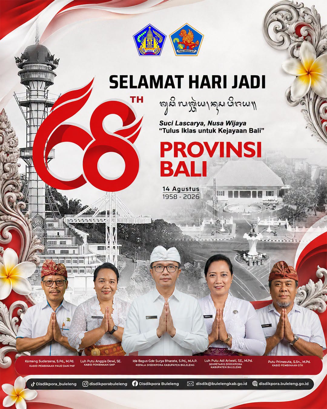Selamat Hari Jadi Provinsi Bali Ke-68 pada 14 Agustus 2026.